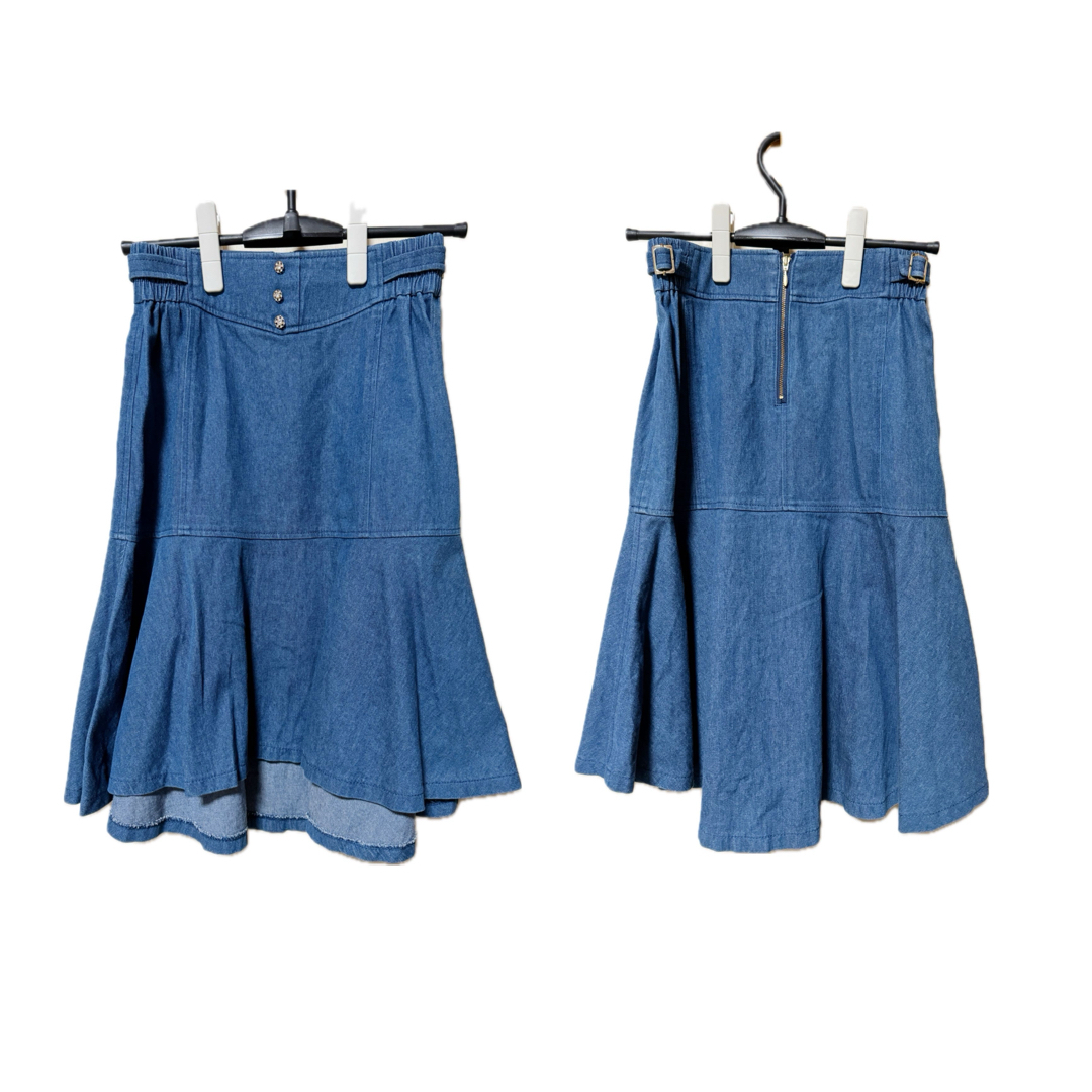 Feroux(フェルゥ)のFeroux/フェルゥ　デニム風　フィッシュテールスカート　サイズ1（S相当） レディースのスカート(ひざ丈スカート)の商品写真