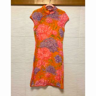 ヴィヴィアンタム(VIVIENNE TAM)のVivienne Tam orange with flowers dress(ミニワンピース)