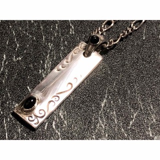 シルバーアクセサリー　プレート　ストーン　ネックレス　silver 925(ネックレス)