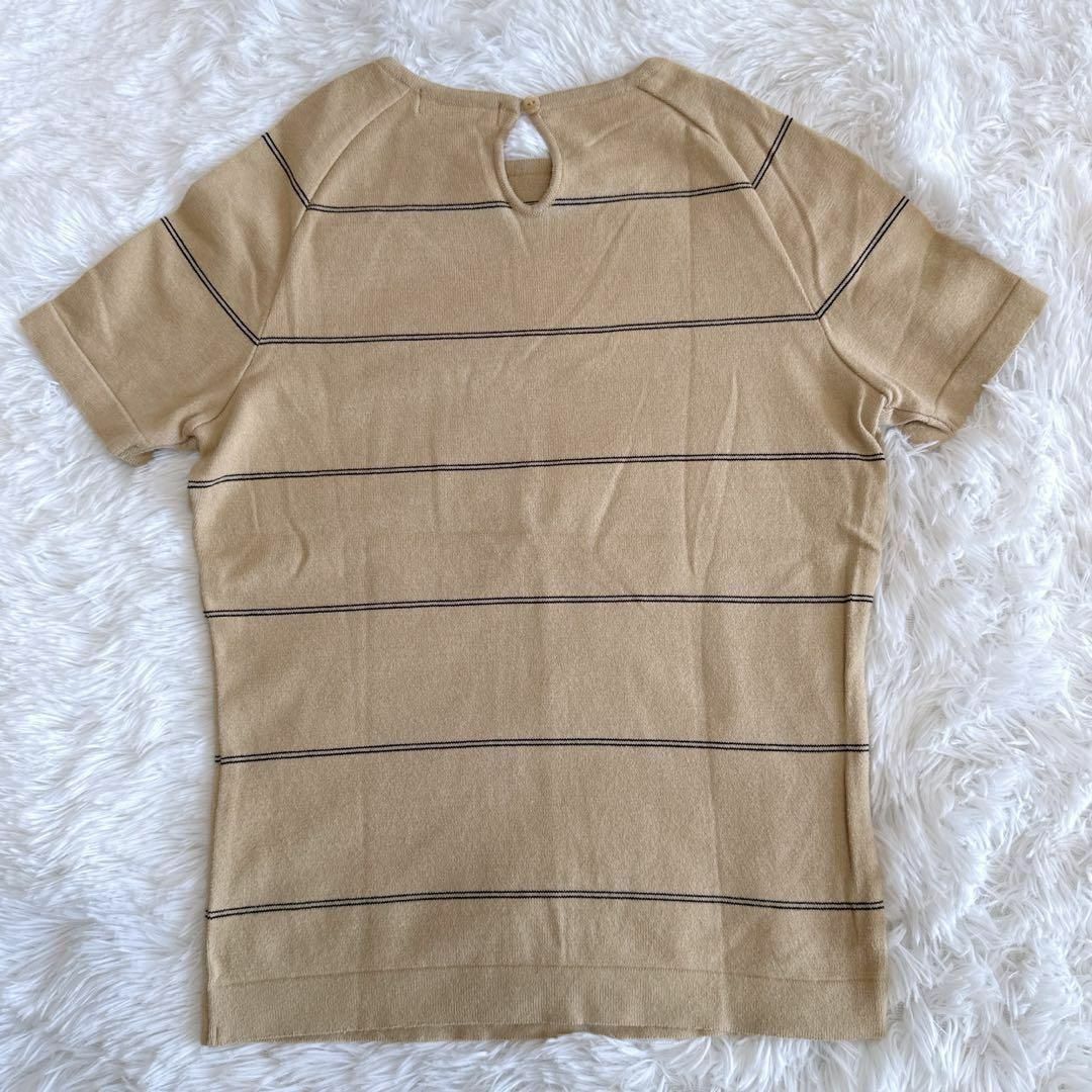 BURBERRY BLUE LABEL(バーバリーブルーレーベル)の【バーバリーブルーレーベル】Tシャツ ノバボーダー ホースロゴ M ベージュ レディースのトップス(ニット/セーター)の商品写真