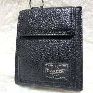 PORTER - 【外観極美品】PORTER　カーム　二つ折り財布　レザー　黒　吉田カバン