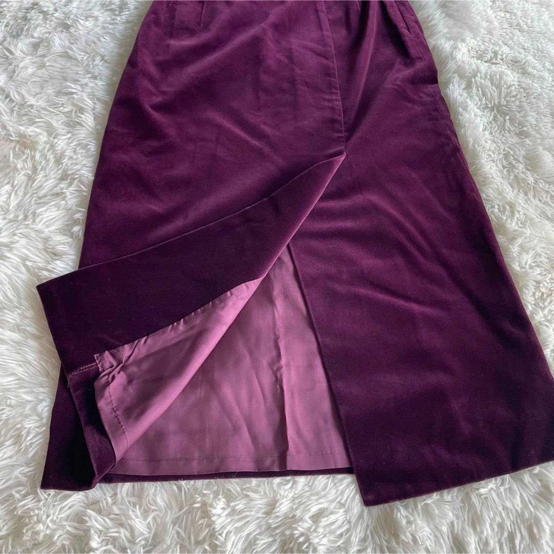 LAURA ASHLEY(ローラアシュレイ)のLaura Ashley ローラアシュレイ　ベロア　スカート　7AR 紫 レディースのワンピース(ロングワンピース/マキシワンピース)の商品写真