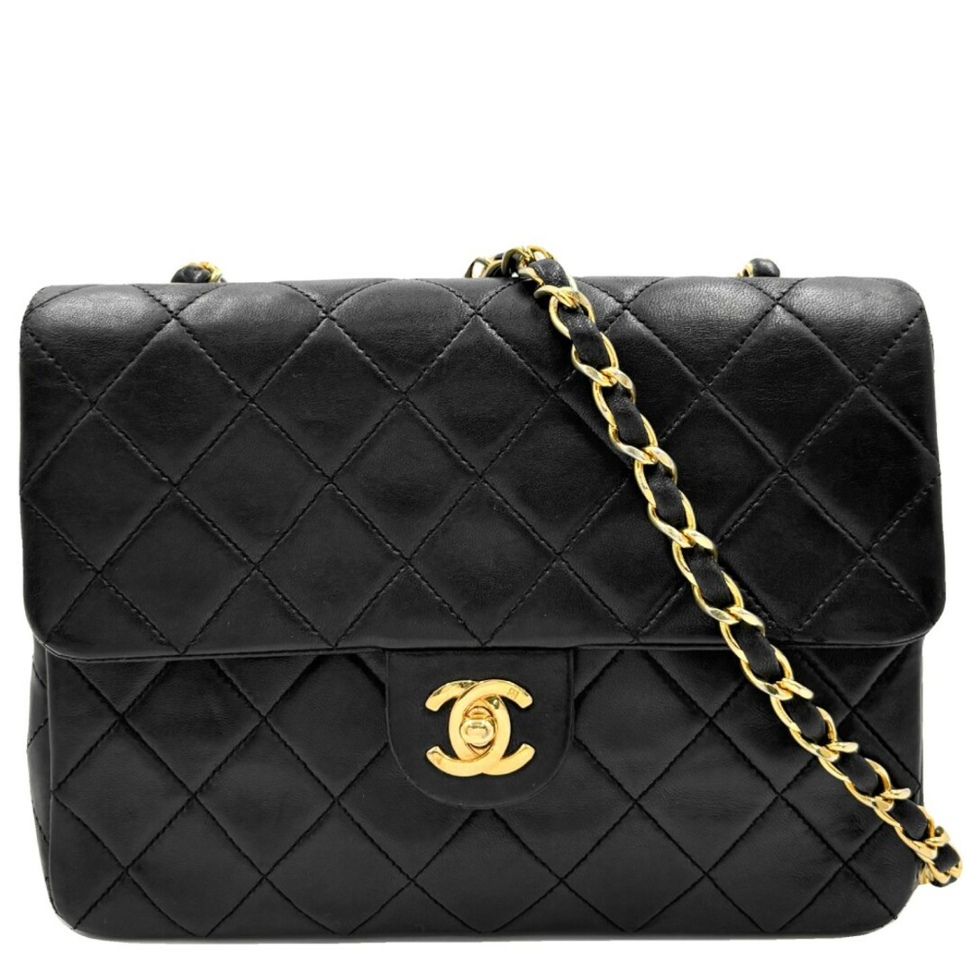 CHANEL(シャネル)の【SALE】CHANEL シャネル ショルダーバッグ ミニマトラッセ チェーンショルダー ターンロック 肩掛け 斜め掛け Mini Matelasse ヴィンテージ ココマーク ココ かばん 鞄 ラムスキン    ブラック 黒 ゴールド金具 レディース【中古品】 レディースのバッグ(ショルダーバッグ)の商品写真