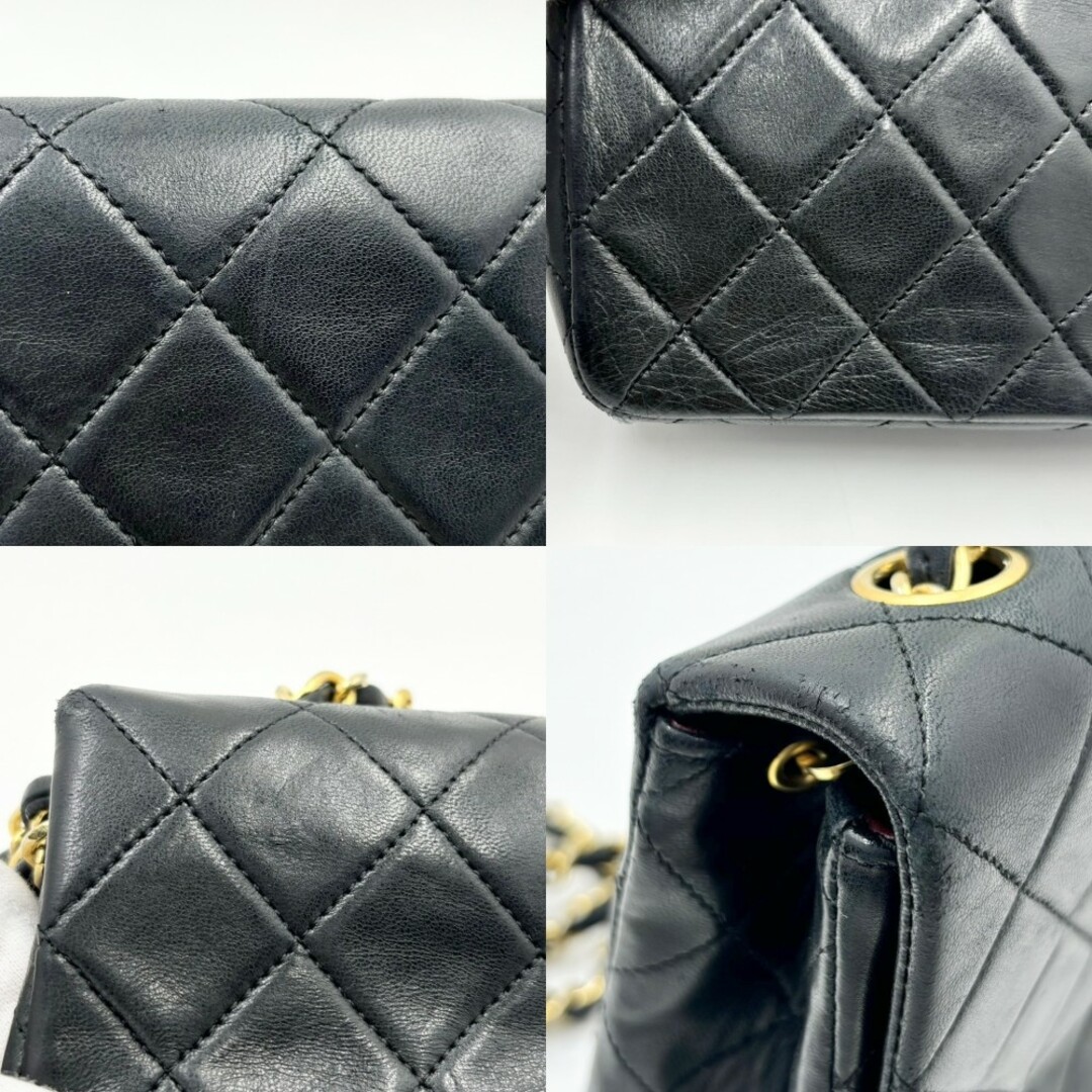 CHANEL(シャネル)の【SALE】CHANEL シャネル ショルダーバッグ ミニマトラッセ チェーンショルダー ターンロック 肩掛け 斜め掛け Mini Matelasse ヴィンテージ ココマーク ココ かばん 鞄 ラムスキン    ブラック 黒 ゴールド金具 レディース【中古品】 レディースのバッグ(ショルダーバッグ)の商品写真