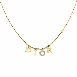 ディオール(Dior)のDior ディオール ネックレス アクセサリー スイングロゴ アジャスター付き ラインストーン    ゴールド レディース 約7.9g【中古品】(ネックレス)