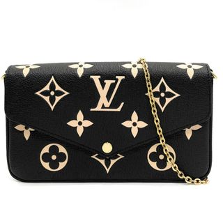 ルイヴィトン(LOUIS VUITTON)のLOUIS VUITTON ルイヴィトン ショルダーバッグ モノグラムアンプラント ポシェットフェリシー チェーンウォレット クラッチバッグ 肩掛け 斜め掛け かばん 鞄 M82479    ブラック 黒 ベージュ ゴールド金具 レディース 美品【中古品】(ショルダーバッグ)