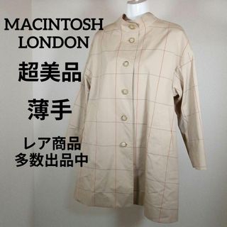 え365超美品　マッキントッシュロンドン　ノーカラージャケット　38　チェック(ノーカラージャケット)