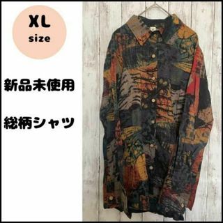 XL 綿麻 ビンテージシャツ 【新品未使用品】長袖 レトロ 大きめ チュニック(チュニック)