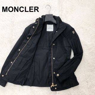 MONCLER - MONCLER ジップブルゾン 黒 ブラック 金ボタン ロゴ金具  春 秋 