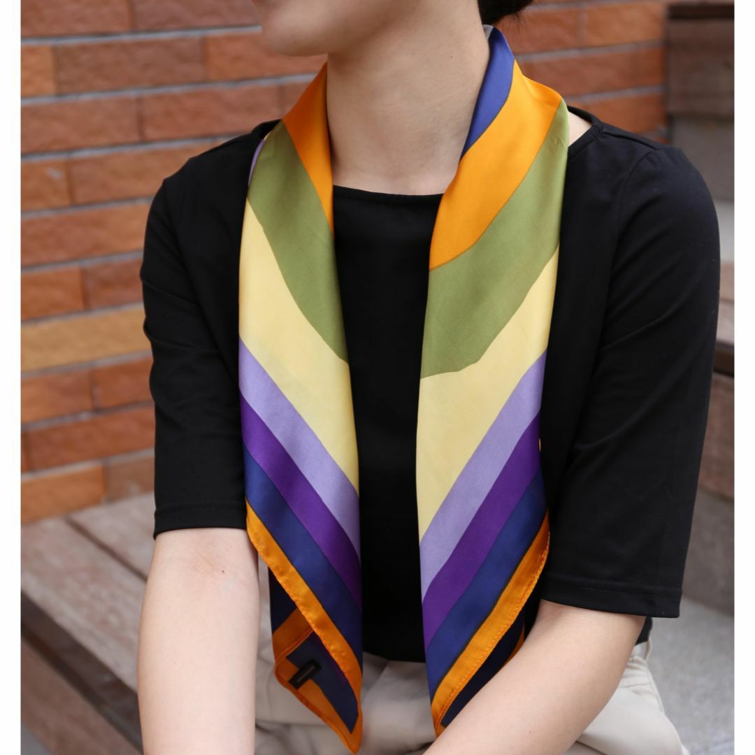 【色:NavyBlue+Yellow】[BRMM MIA] スカーフ レディース レディースのファッション小物(その他)の商品写真