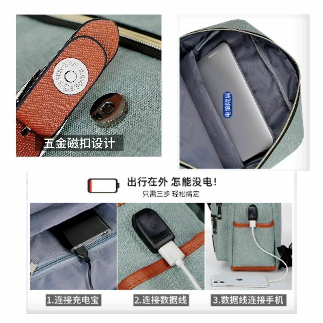 特別セール！スクエアリュックサック USBポート付き アクアグリーン レディースのバッグ(リュック/バックパック)の商品写真