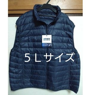 ⑩ダウンベスト　メンズ　５Ｌサイズ　ネイビー　軽量　撥水加工(ダウンベスト)