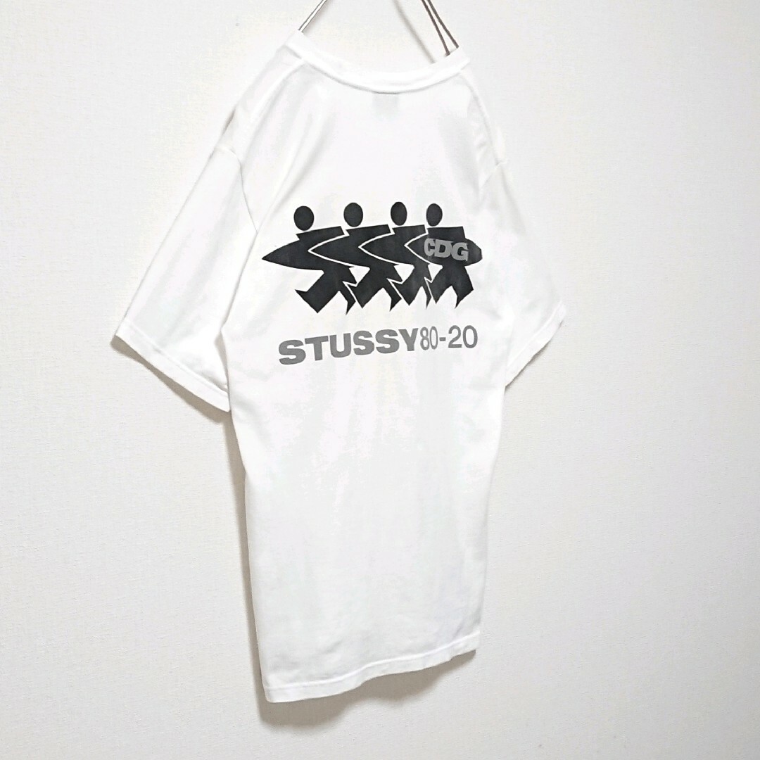 STUSSY(ステューシー)の希少 ステューシー CDG コラボ スケートマン 両面 ロゴ 半袖 Tシャツ メンズのトップス(Tシャツ/カットソー(半袖/袖なし))の商品写真