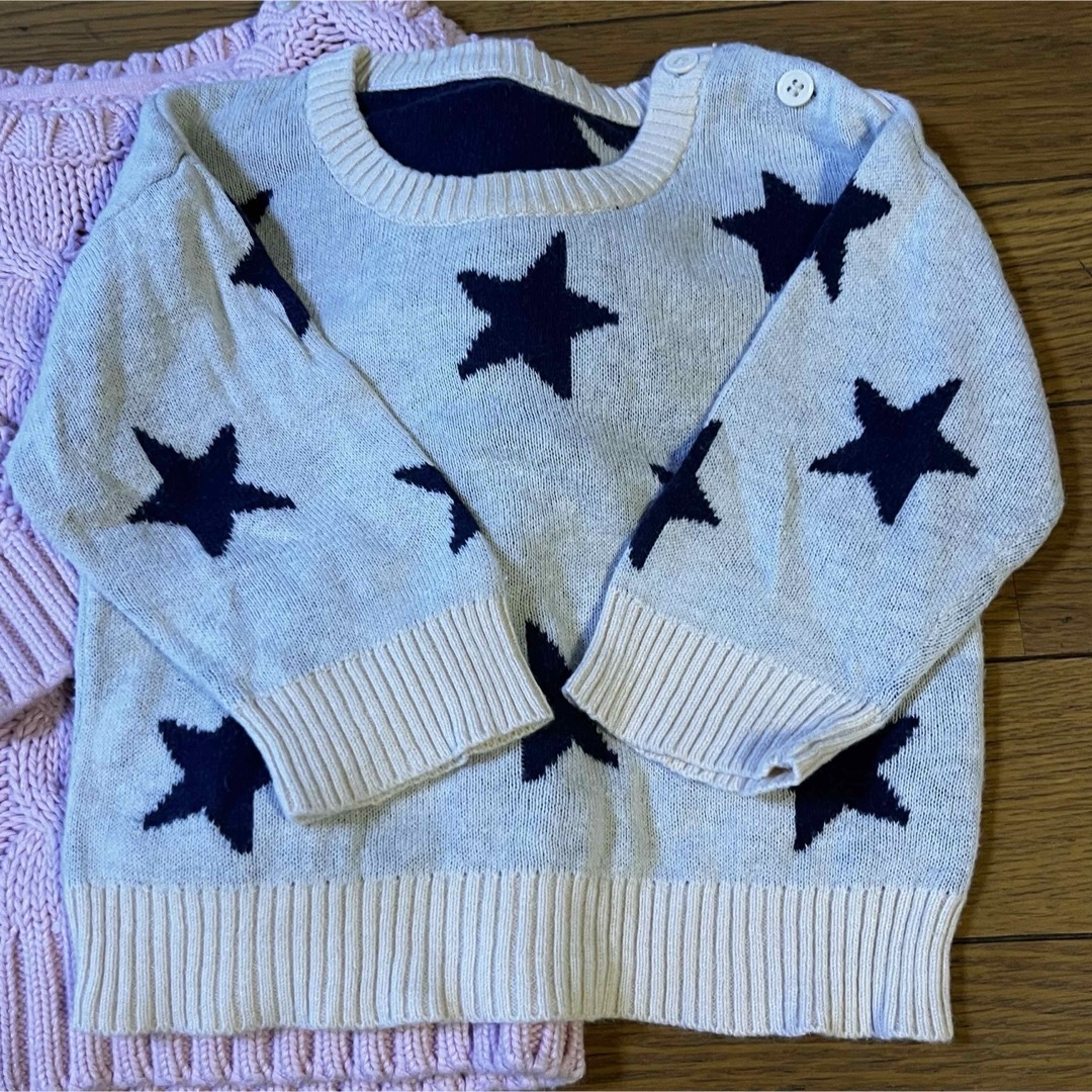 babyGAP(ベビーギャップ)のbaiya7060秋冬長袖セータートレーナー女の子ベビーギャップ星柄リボンピンク キッズ/ベビー/マタニティのベビー服(~85cm)(ニット/セーター)の商品写真