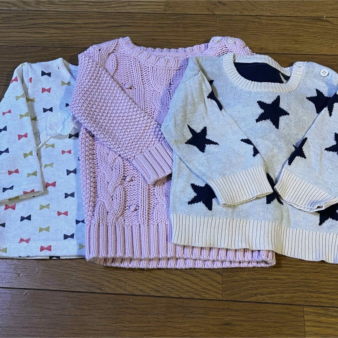 babyGAP(ベビーギャップ)のbaiya7060秋冬長袖セータートレーナー女の子ベビーギャップ星柄リボンピンク キッズ/ベビー/マタニティのベビー服(~85cm)(ニット/セーター)の商品写真