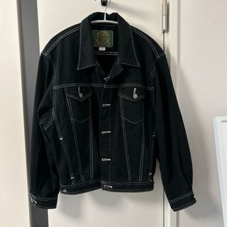 エドウィン(EDWIN)のEDWIN メンズ オールド レトロ古着 ブラックデニム 白ステッチ Gジャン(Gジャン/デニムジャケット)