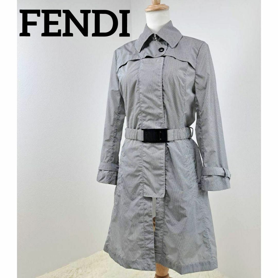 FENDI(フェンディ)の【美品】FENDI フェンディ スプリングコート  ズッキーノ ベルト 40 レディースのジャケット/アウター(スプリングコート)の商品写真