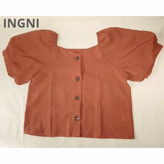 イング(INGNI)のINGNI イング　半袖　パフスリーブ　ブラウス　カットソー　М　テラコッタ(カットソー(半袖/袖なし))