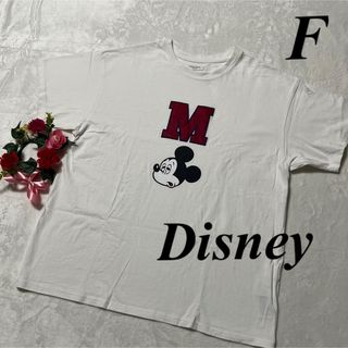 ディズニー　Disney♡ミッキー　プリント　刺繍ロゴ　Tシャツ　F 即発送(Tシャツ(半袖/袖なし))