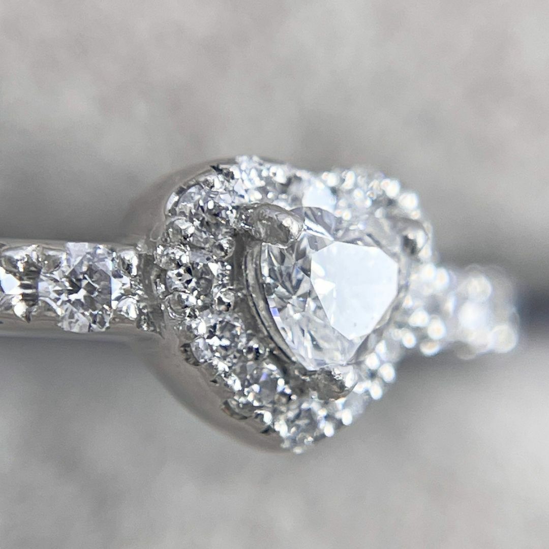 PT900 天然ダイヤモンド 0.08ct 0.16ct ハート リング レディースのアクセサリー(リング(指輪))の商品写真