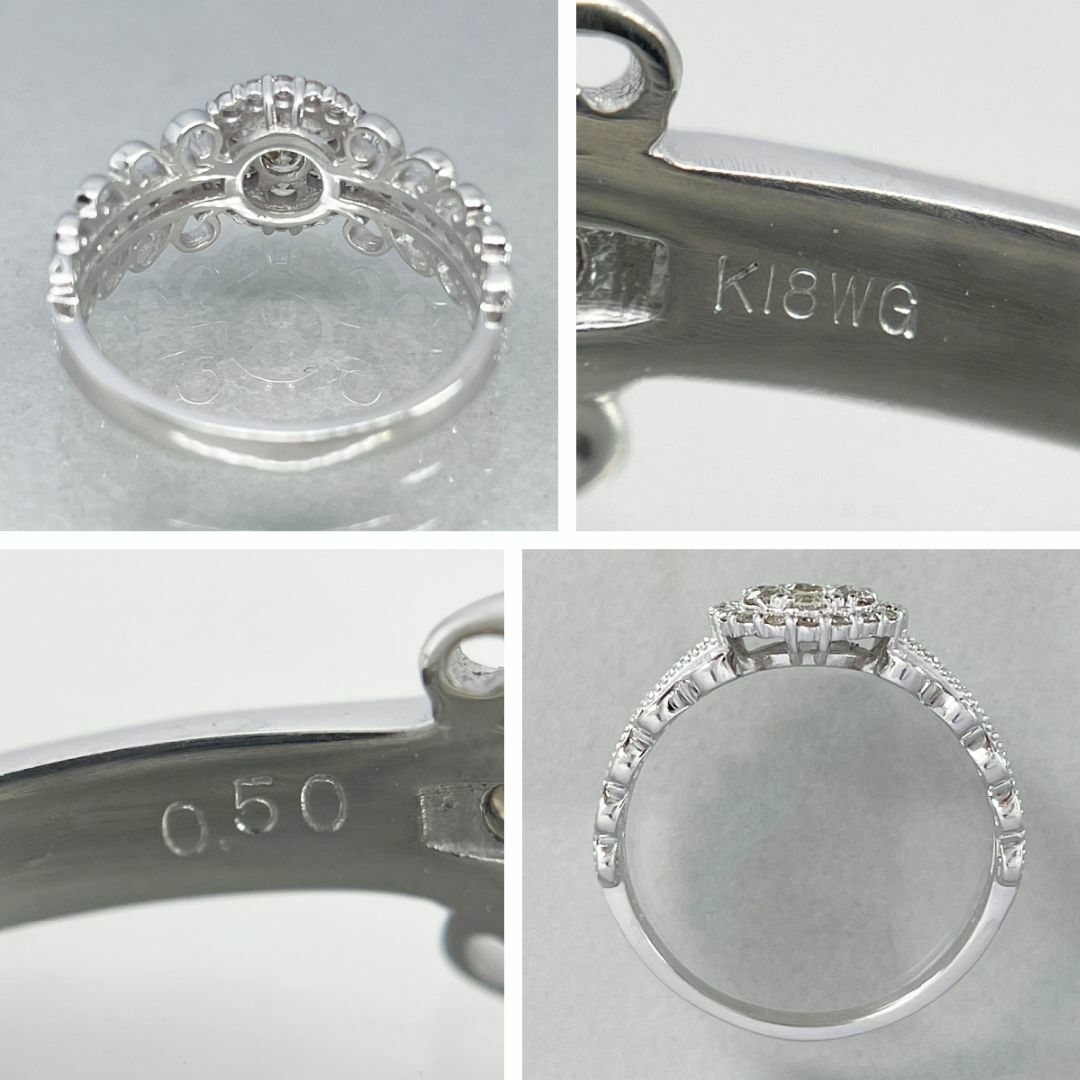 K18WG 天然ダイヤモンド 0.50ct リング レディースのアクセサリー(リング(指輪))の商品写真