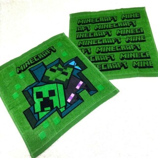 マインクラフト(Minecraft)のマインクラフト　ハンドタオル２枚セットウォッシュタオルハンカチ携帯マイクラＣ(キャラクターグッズ)