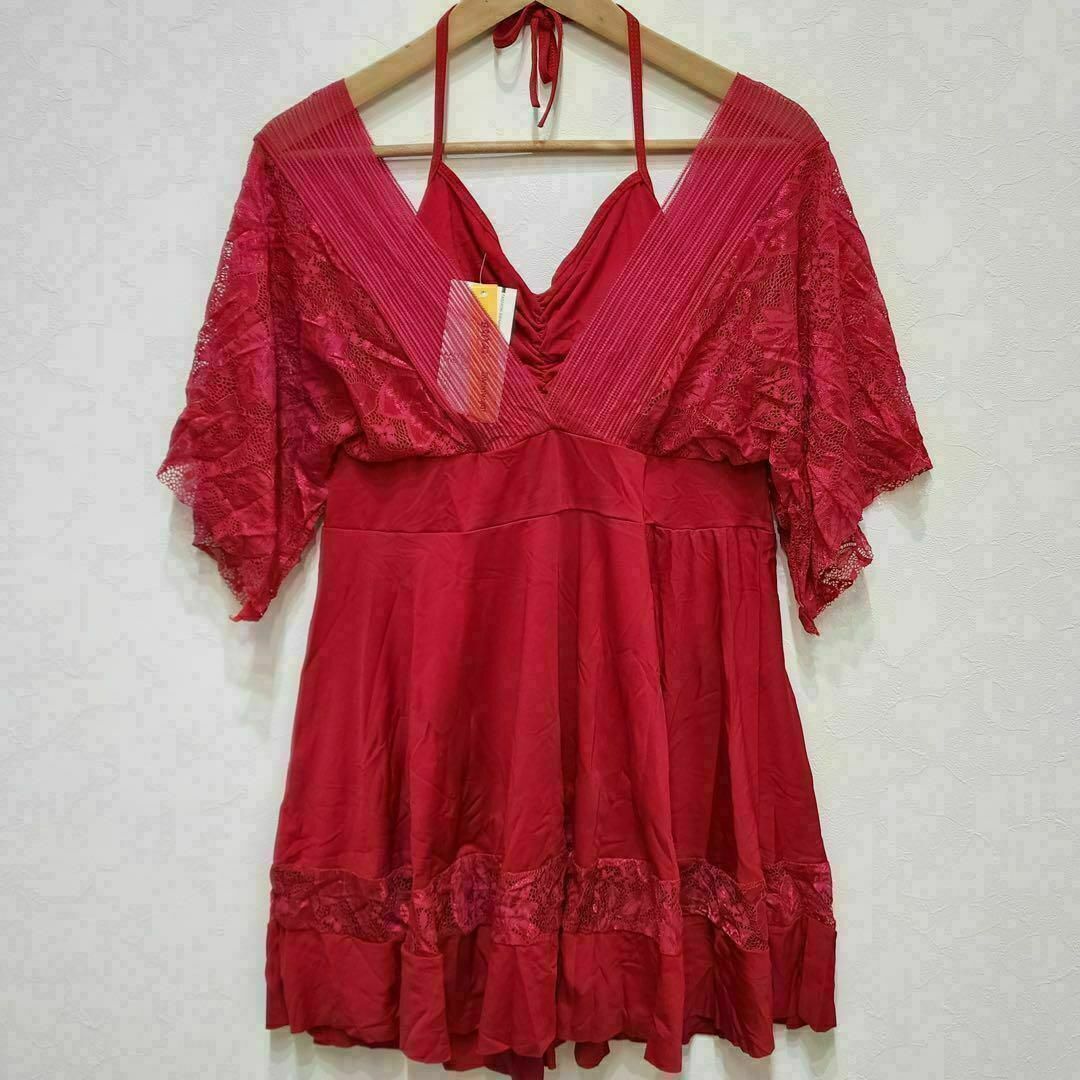 ✶人気✶ ワンピース 水着 赤 3XL 大きめサイズ 体型カバー マタニティ レディースの水着/浴衣(水着)の商品写真