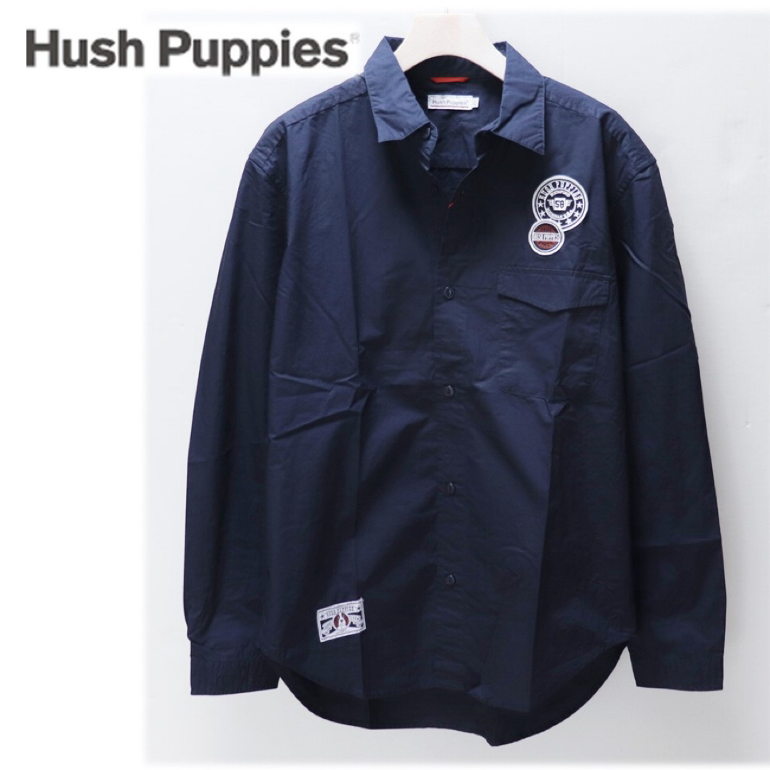 Hush Puppies(ハッシュパピー)の《ハッシュパピー》新品 軽量 ロゴワッペン・パッチ付 ミリタリーシャツ L メンズのトップス(シャツ)の商品写真