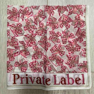 プライベートレーベル(PRIVATE LABEL)のプライベート レーベル ハンカチ リボン柄 ピンク かわいい バンダナ(ハンカチ)