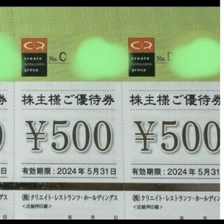 クリエイトレストラン　株主優待券　優待　1000円分(レストラン/食事券)