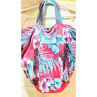 ディーアンドジー(D&G)のD&G BEACHWEAR パイル地　トロピカル柄　レッド×ターコイズ　ショルダ(トートバッグ)