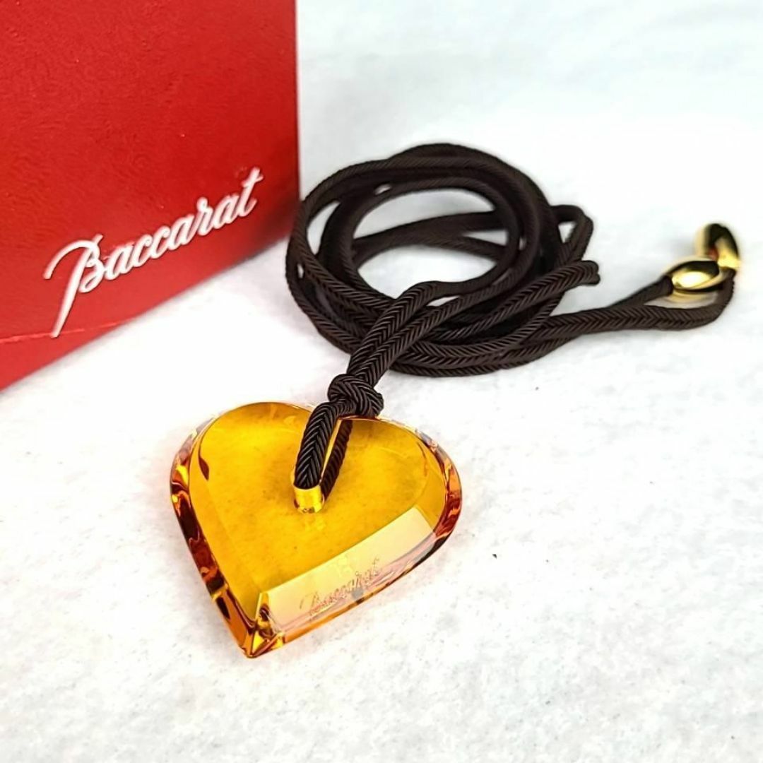 Baccarat(バカラ)の●ほぼ新品◇ラッキーカラー バカラ ネックレス ハート ペンダント イエロー レディースのアクセサリー(ネックレス)の商品写真