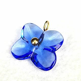 バカラ(Baccarat)の●極美品◇バカラ オルテンシア K18 750 ブルー 花 ペンダントトップ(ネックレス)