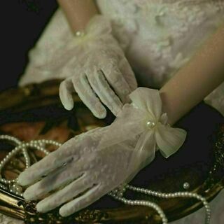 ウエディング 花嫁　リボン グローブ ショート ブライダル 手袋 結婚式 a1(手袋)