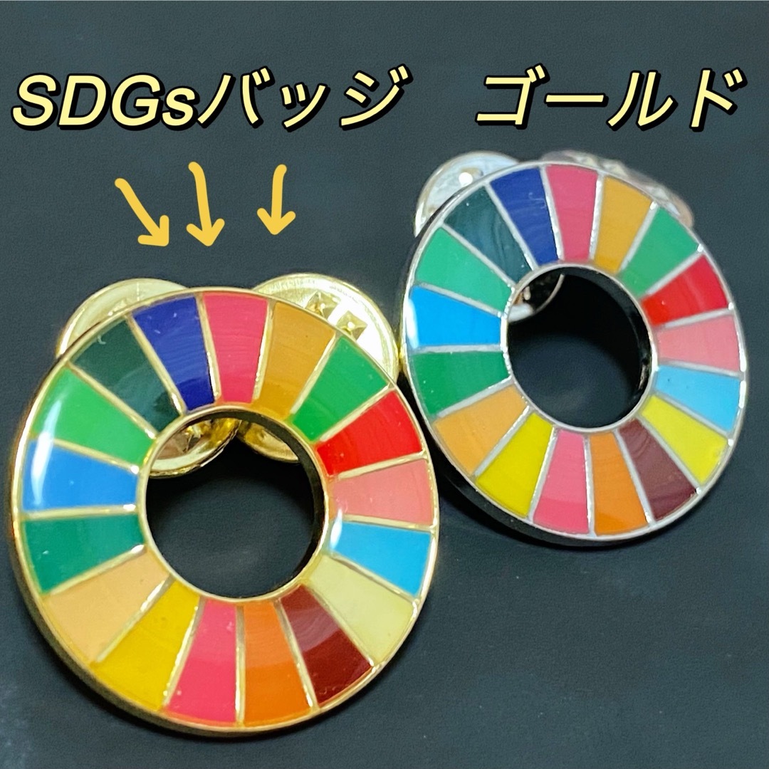 SDGsバッジ　ゴールドタイプ　新品一つ！ エンタメ/ホビーのアニメグッズ(バッジ/ピンバッジ)の商品写真