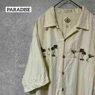 PARADISE パラダイス シャツ 半袖 刺繍 ワンポイント オシャレ XL(シャツ)