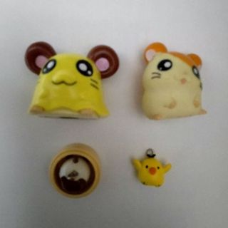 ショウガクカン(小学館)のハム太郎＆ちび丸ちゃんフィギュア＆san-xのストラップパーツセット(キャラクターグッズ)