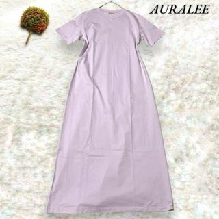 オーラリー(AURALEE)のAURALEE ロング ワンピース 半袖 綿 コットン ピンク 日本製 1(ロングワンピース/マキシワンピース)