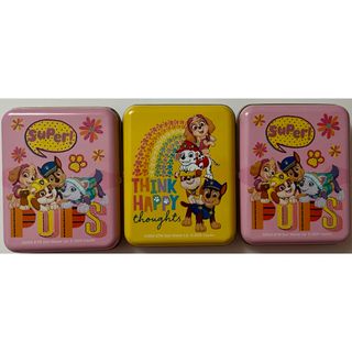 パウパトロール(パウ・パトロール)のパウ・パトロール　角缶チョコ　！！　3缶(ピンク2缶＋黄色1缶)　☆新品☆　(ノベルティグッズ)