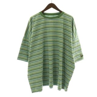 キャピタル(KAPITAL)のkapital Tシャツ カットソー 五分袖 ボーダー クルーネック 3 L 緑(その他)