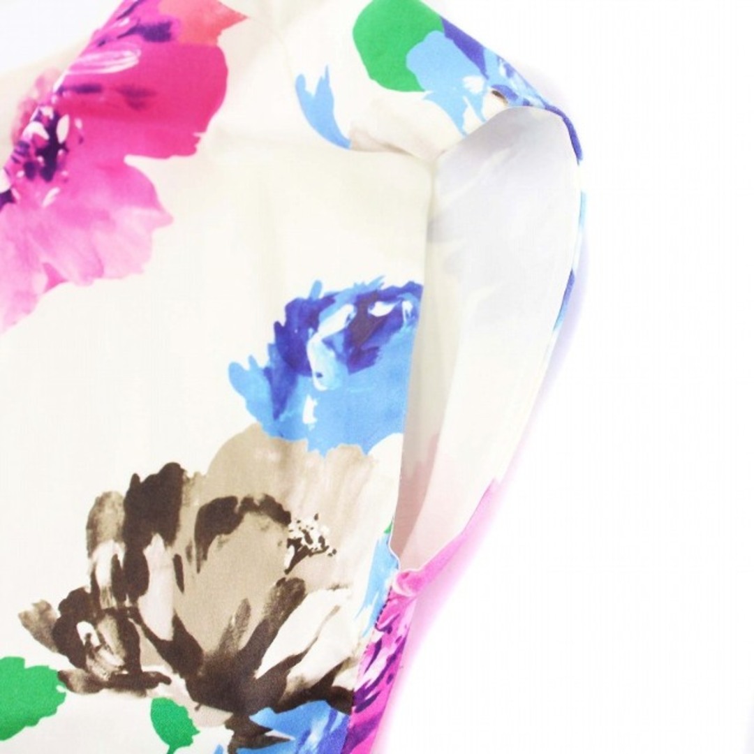 ケイトスペード ワンピース ノースリーブ ひざ丈 花柄 4 M 白 ピンク レディースのワンピース(ひざ丈ワンピース)の商品写真