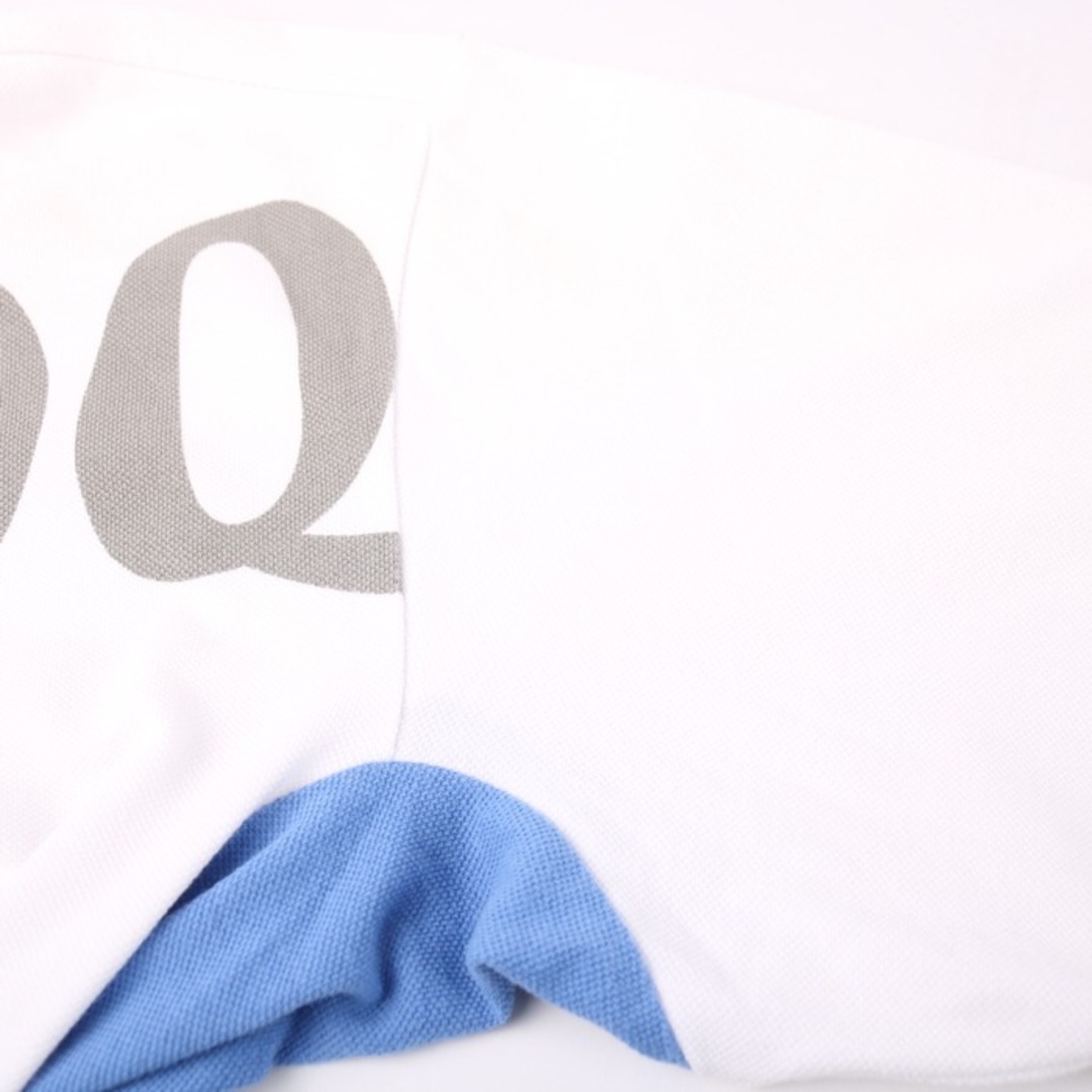 le coq sportif(ルコックスポルティフ)のルコックスポルティフ 長袖ポロシャツ ビッグロゴ プリント ゴルフウエア メンズ Lサイズ 白×グレー×青 le coq sportif メンズのトップス(ポロシャツ)の商品写真