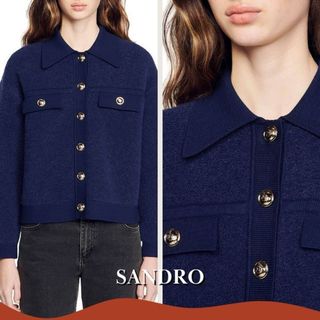 sandro ネイビーカーディガン　M