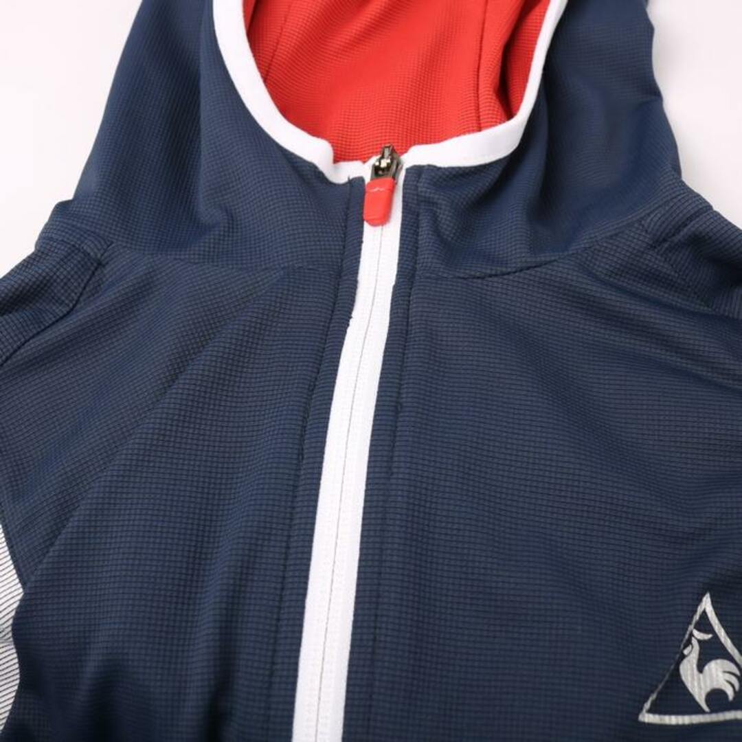 le coq sportif(ルコックスポルティフ)のルコックスポルティフ ジップアップパーカー 後ろポケット サイクルウエア メンズ Mサイズ 紺×エンジ×グレー le coq sportif メンズのトップス(パーカー)の商品写真