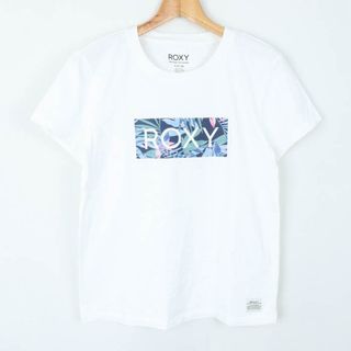 ロキシー 半袖Tシャツ ロゴT スポーツウエア レディース Sサイズ 白×青 ROXY