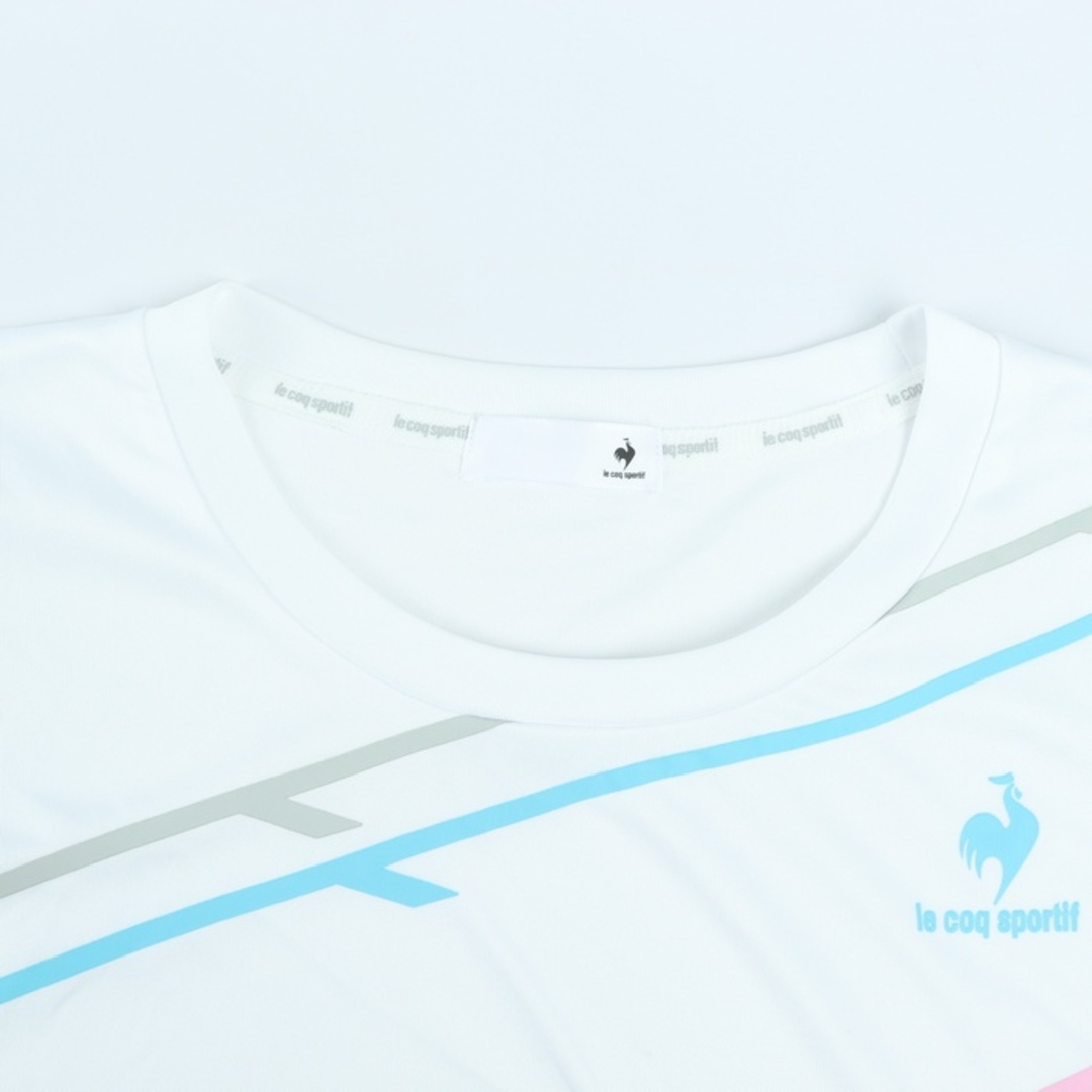 le coq sportif(ルコックスポルティフ)のルコックスポルティフ 半袖Tシャツ グラフィックT スポーツウエア レディース Lサイズ 白×ピンク×青 le coq sportif レディースのトップス(Tシャツ(半袖/袖なし))の商品写真