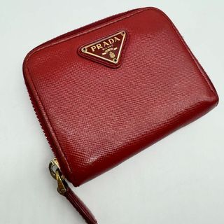 PRADA - 【美品✨】プラダ コインケース 小銭入れ サフィアーノレザー 三角プレート 赤