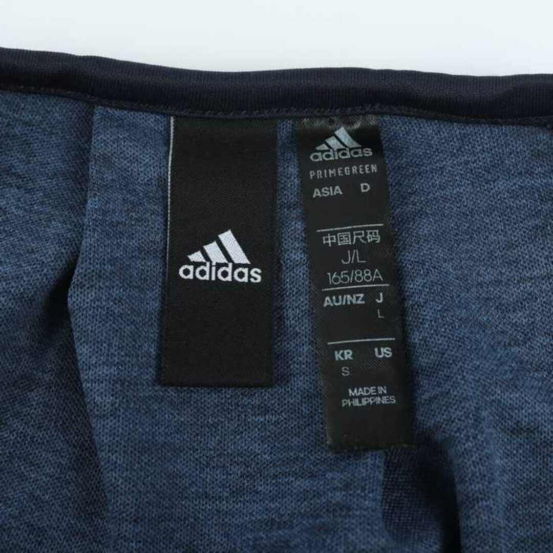 adidas(アディダス)のアディダス 半袖Tシャツ バイカラー ワンポイントロゴ スポーツウエア レディース Lサイズ ネイビー adidas レディースのトップス(Tシャツ(半袖/袖なし))の商品写真