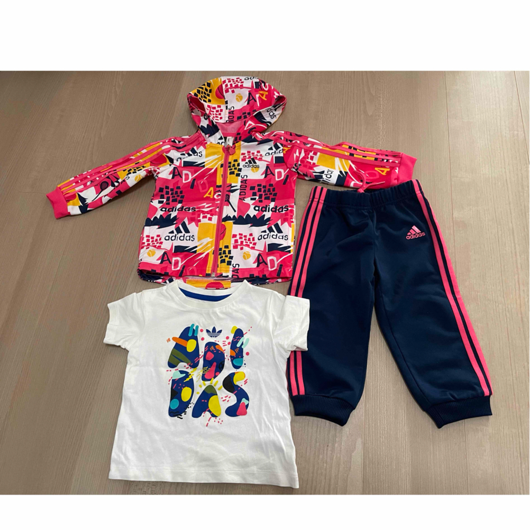 Originals（adidas）(オリジナルス)のアディダス　ジャージ　Tシャツ　80サイズ　ピンク　3点セット キッズ/ベビー/マタニティのベビー服(~85cm)(その他)の商品写真