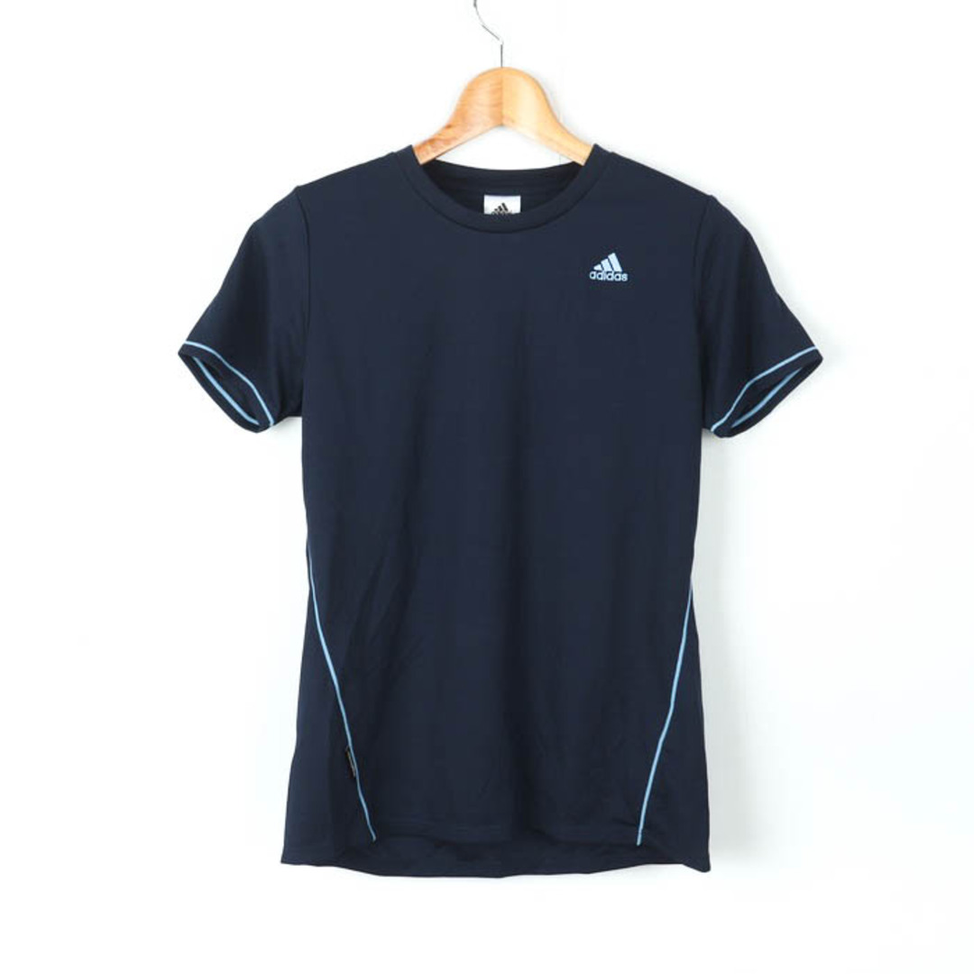 adidas(アディダス)のアディダス 半袖Tシャツ ワンポイントロゴ スポーツウエア レディース Lサイズ ネイビー adidas レディースのトップス(Tシャツ(半袖/袖なし))の商品写真